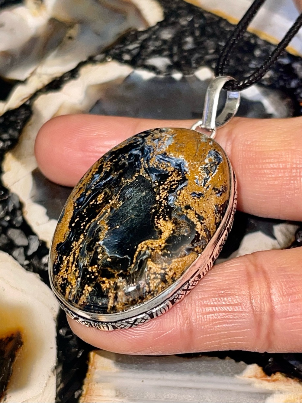 Pietersite-Tempest Stone Pendant 2 1/4”
